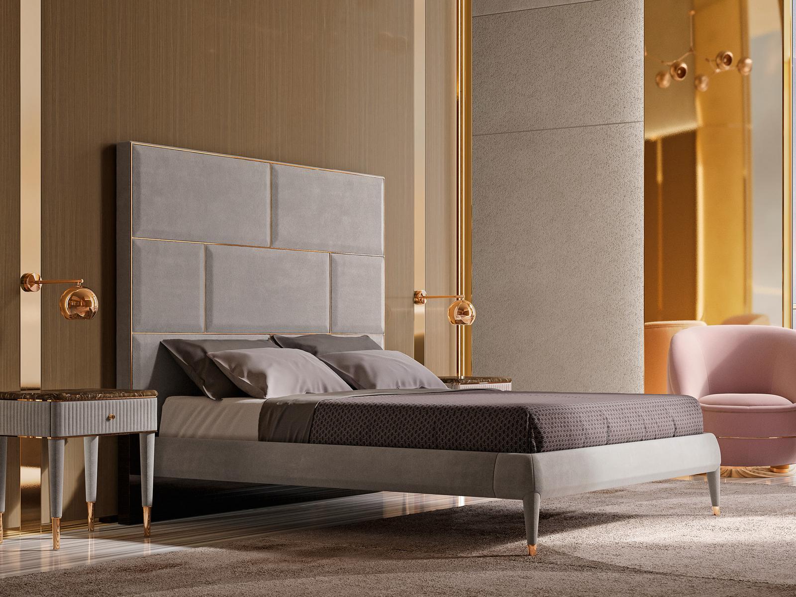 Double bed with upholstered headboard | Diamante by Volpi