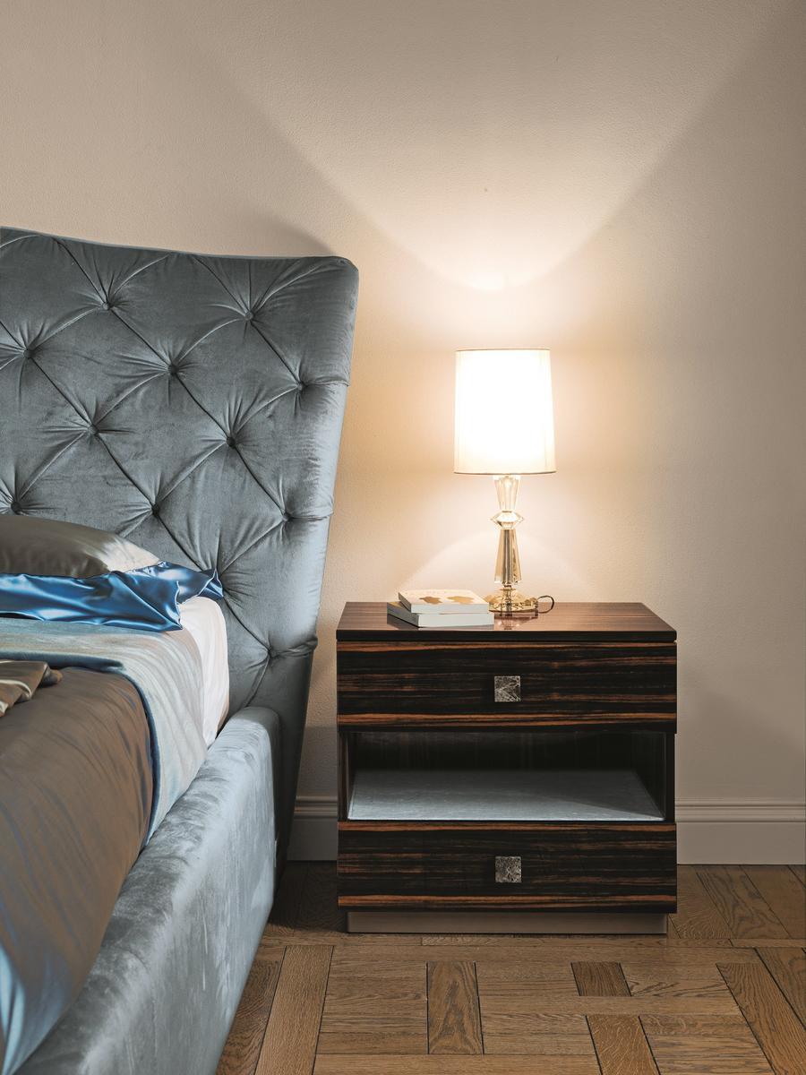 Rectangular veneer bedside table with drawers | Phil by Longhi