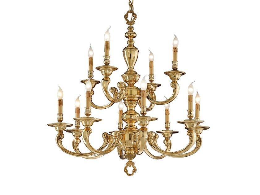 Polished Brass chandelier | Otello 258/8+4 by Possoni Illuminazione