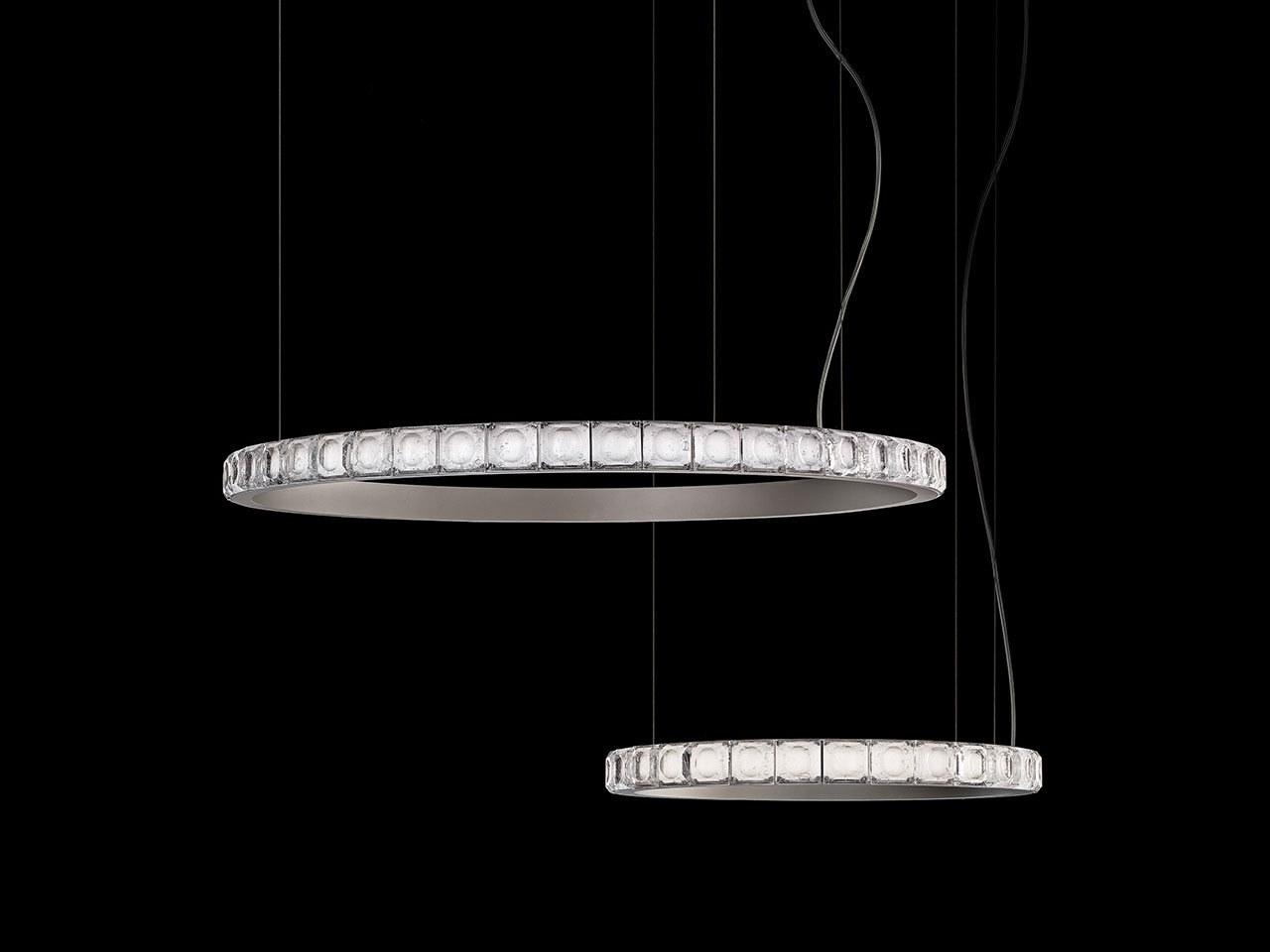 LED glass and metal pendant lamp with crystals | Aura by Italamp