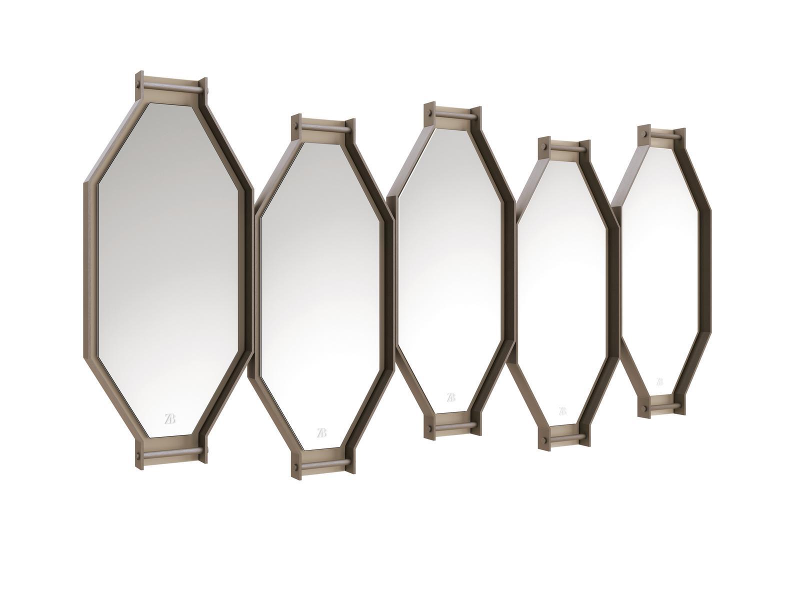 Wall mirror with metal frame | Twin Composition 2 by Bruno Zampa