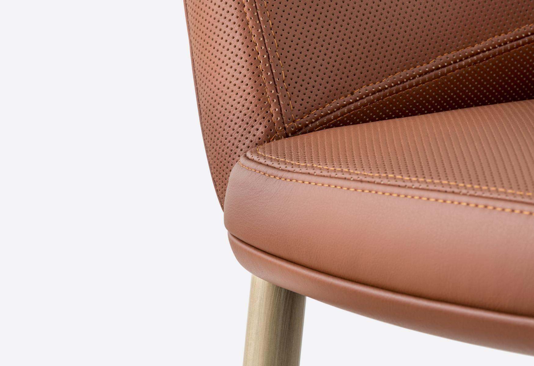 High leather stool with armrests | Vic 649 by Pedrali