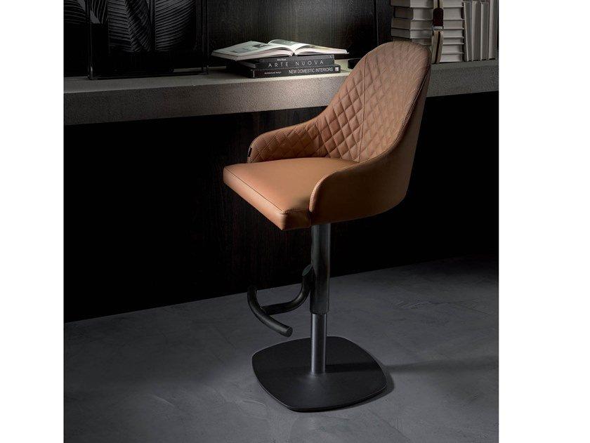 Upholstered leather stool with gas lift | Brando by Ozzio Italia