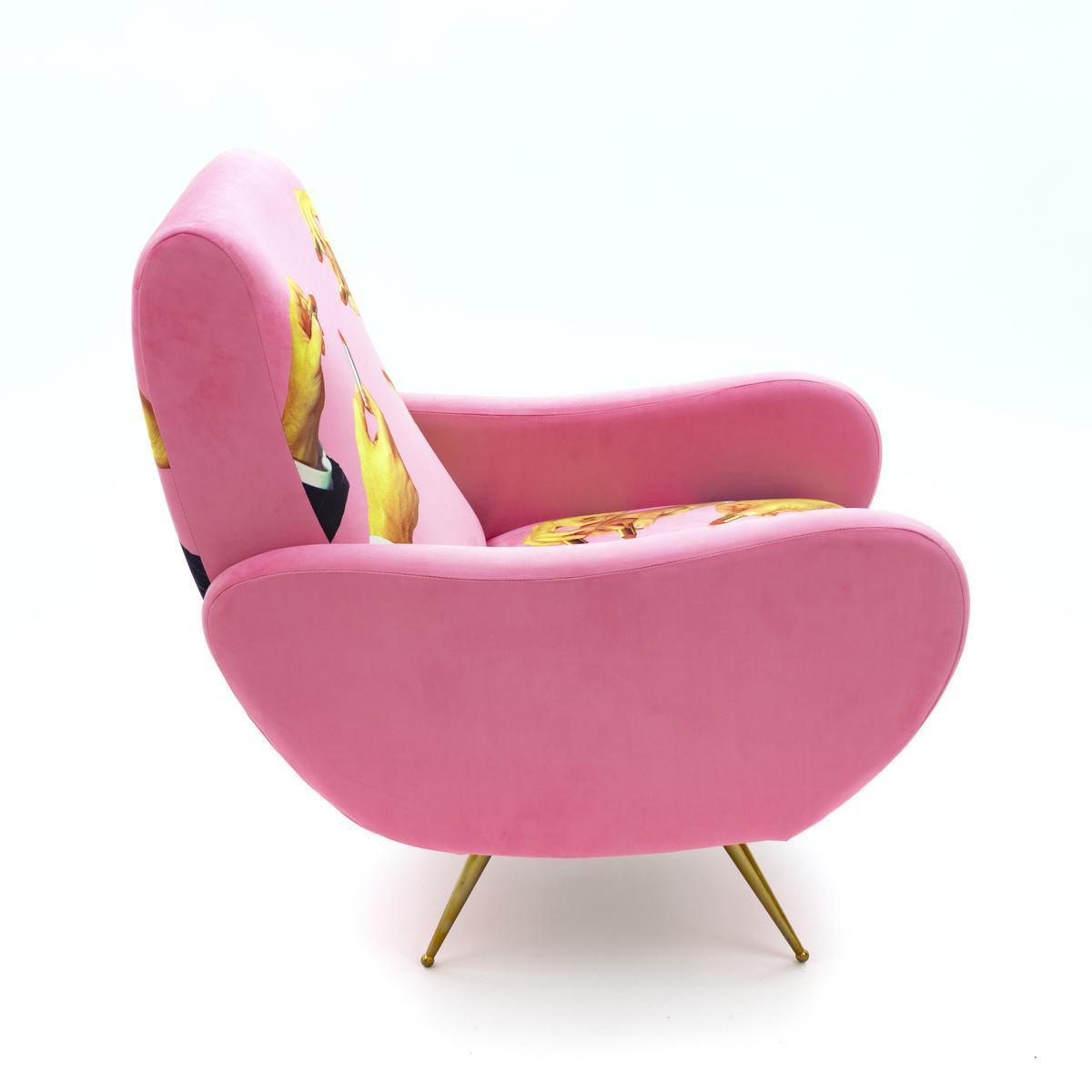 Fabric armchair with armrests | Lipstick Pink by Seletti
