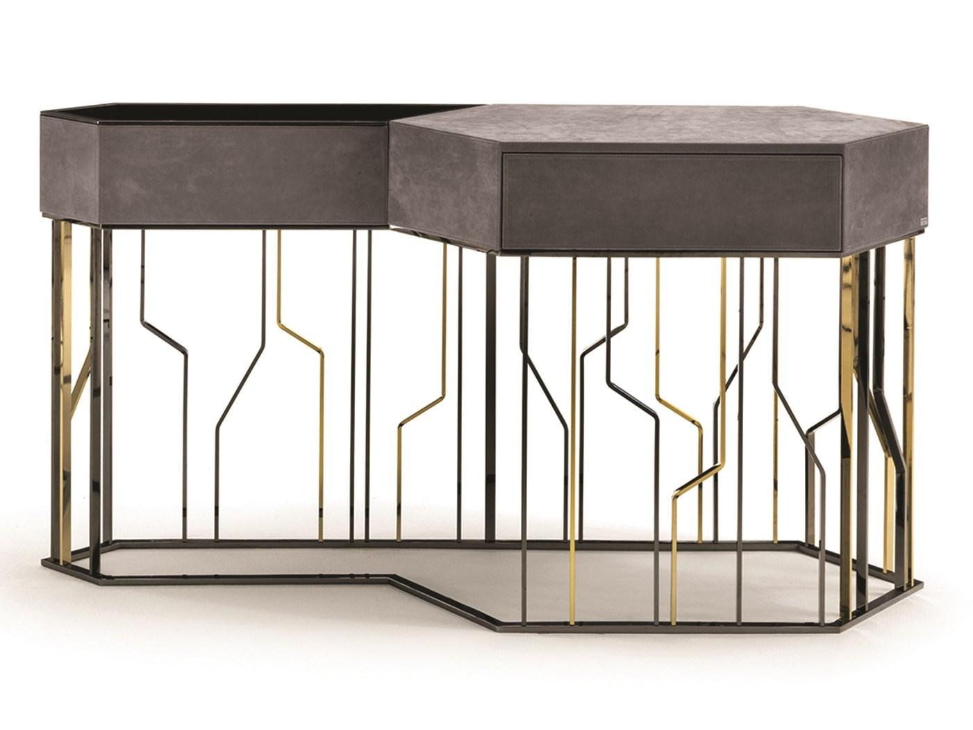 Rectangular metal console with drawers | Ginza Evo by Longhi