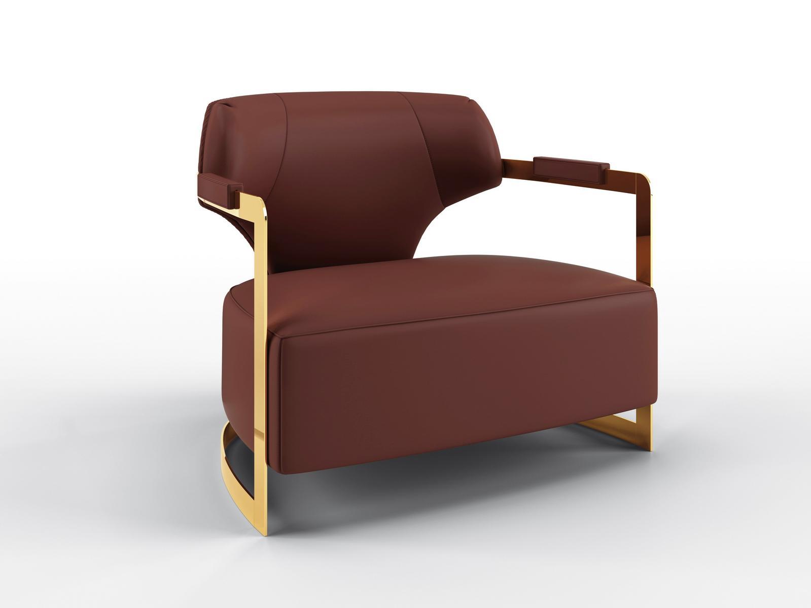 Leather armchair with armrests | Ardea by Bruno Zampa