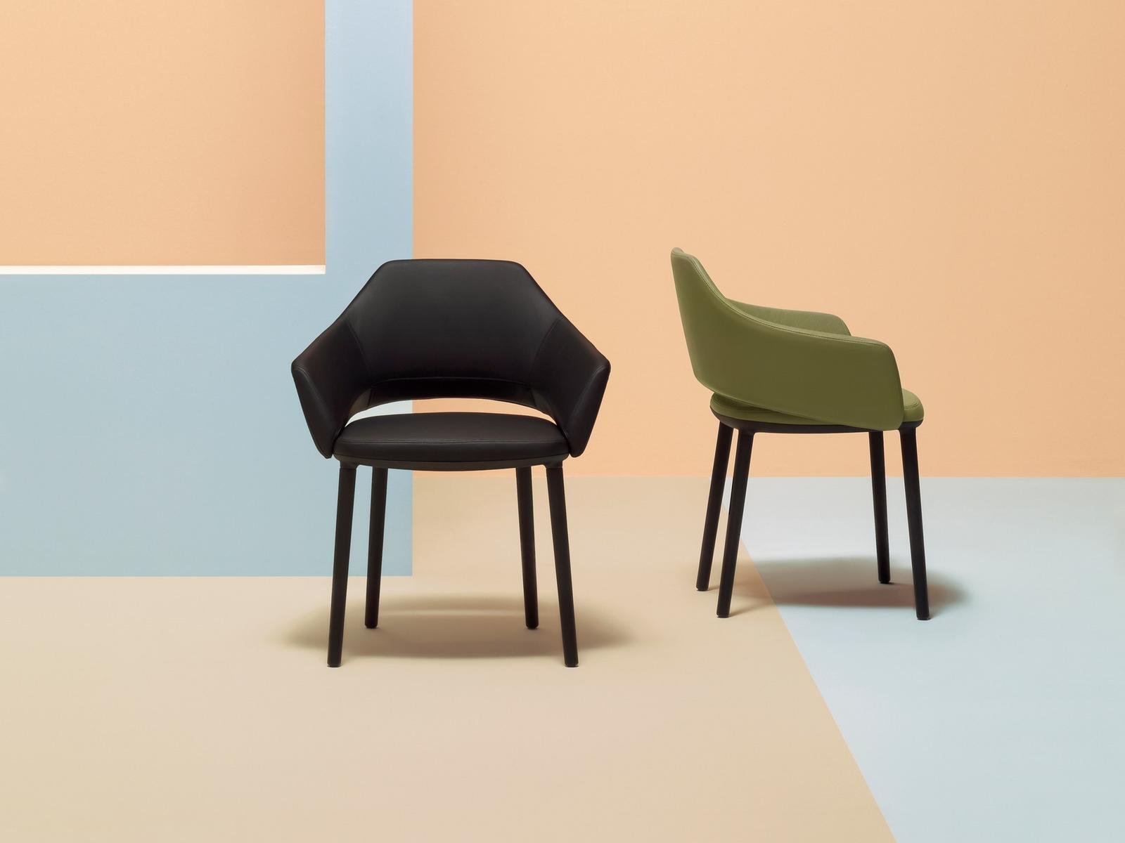 Upholstered leather chair with armrests | Vic 646 by Pedrali