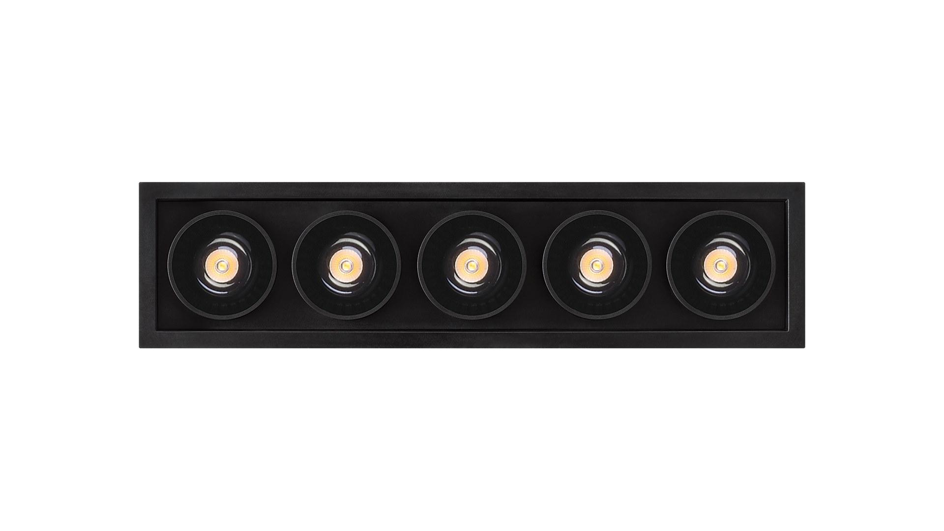 LED recessed multiple aluminium spotlight | Black Foster Recessed 5 by Arkoslight