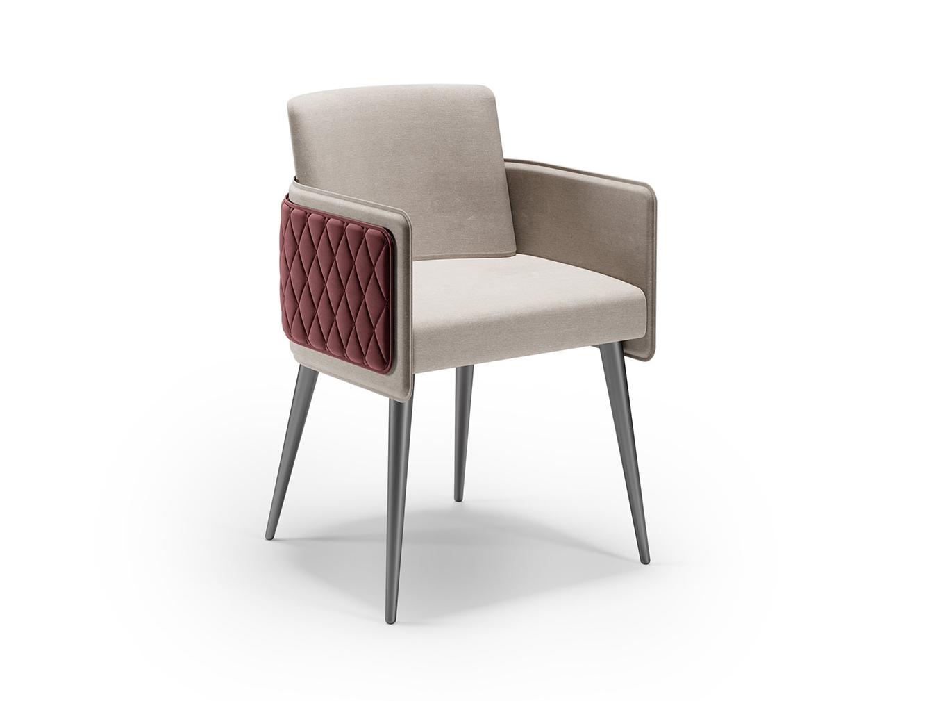 Upholstered leather chair with armrests | Amet by Reflex