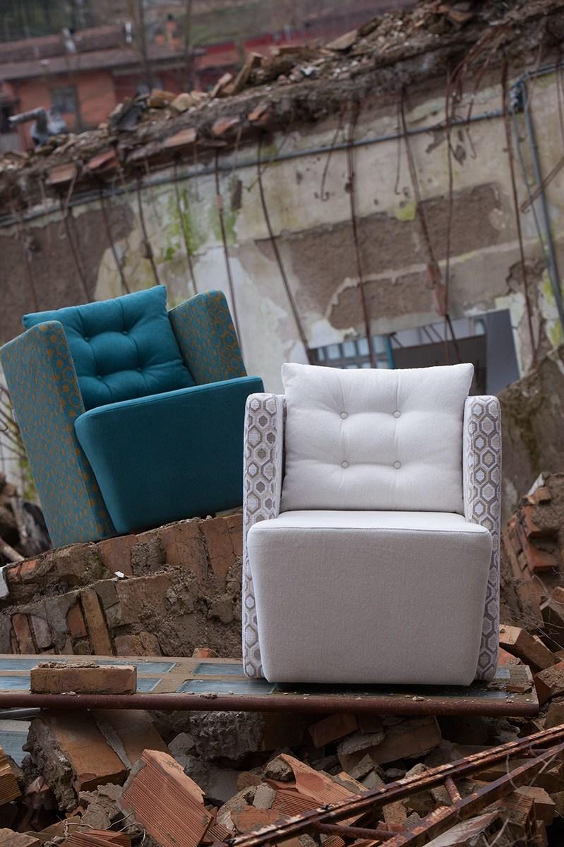 Upholstered fabric armchair with armrests | Artibella by Domingo salotti