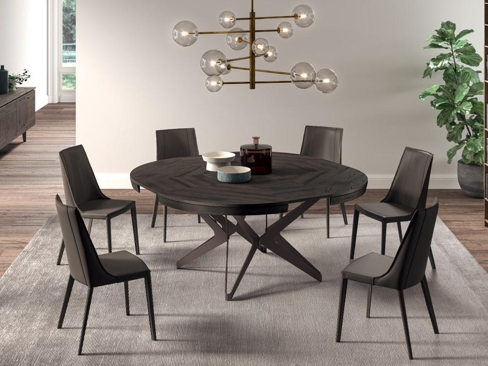Extending round steel and wood table | Big Round by Ozzio Italia