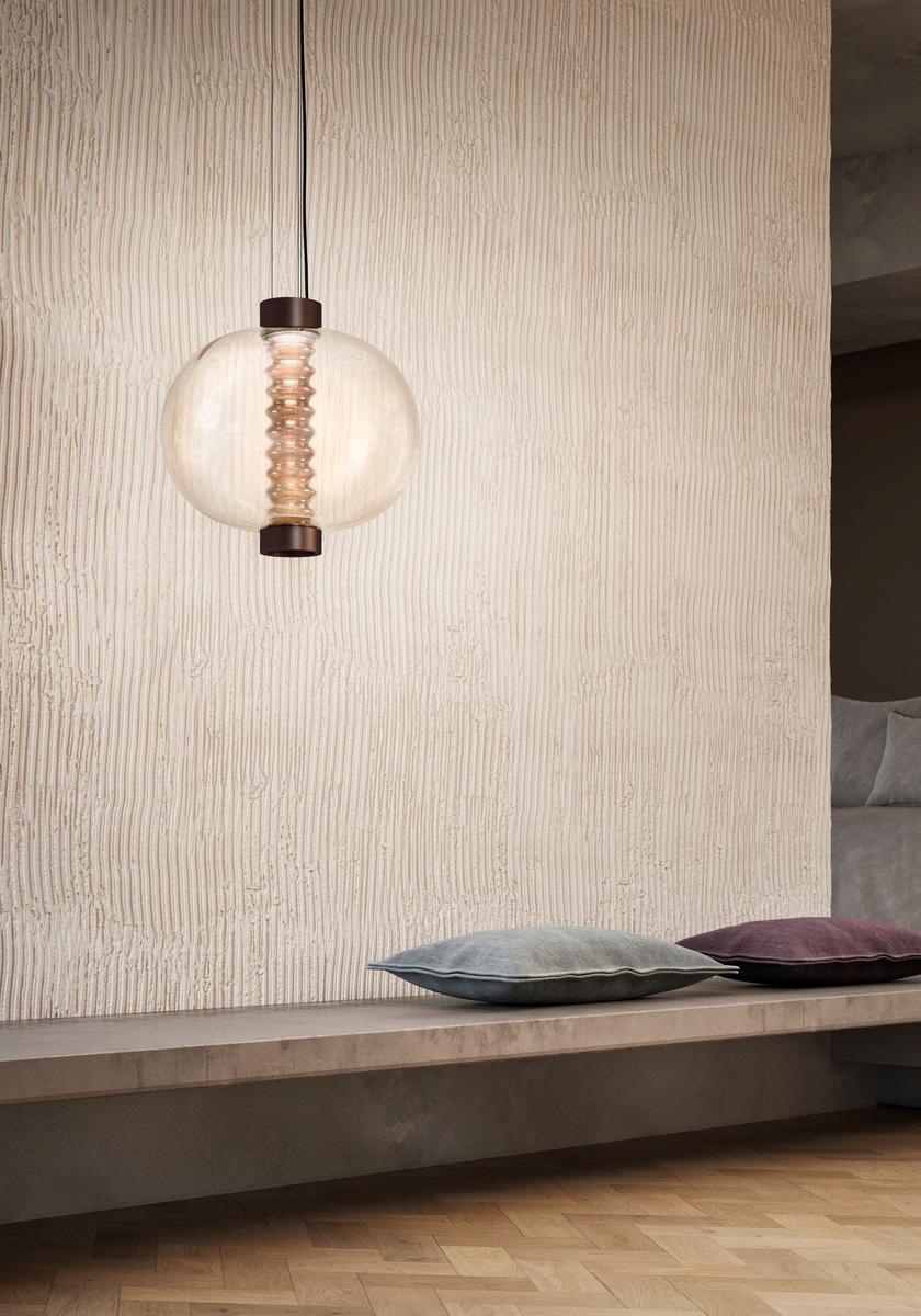 LED glass pendant lamp with dimmer | Bolha by Kundalini