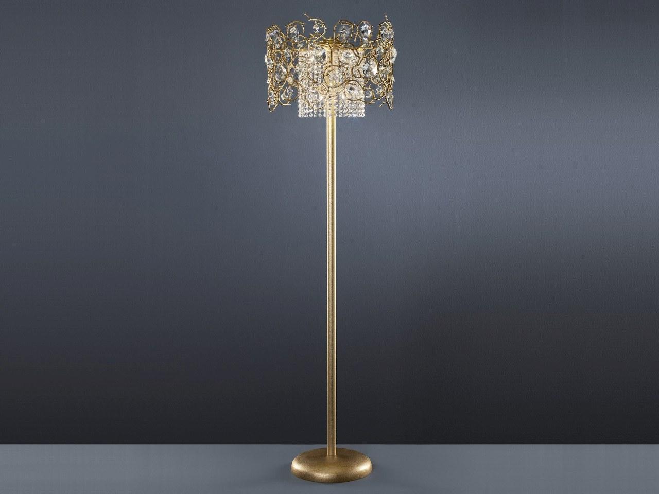 Halogen bronze floor lamp with crystals | Diamond by Serip