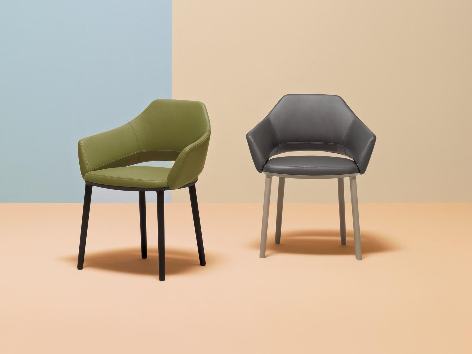 Upholstered leather chair with armrests | Vic 646 by Pedrali