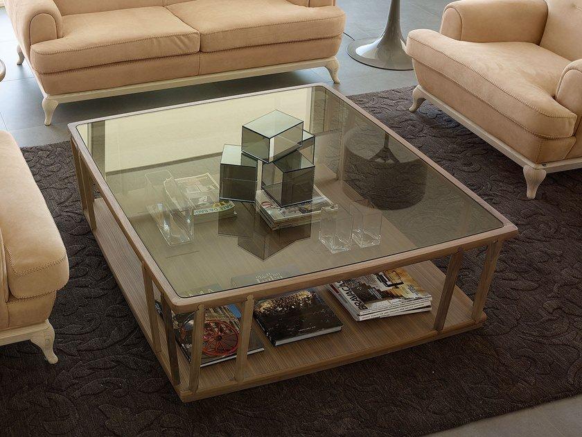 Square wood and glass coffee table | Dedalo by Volpi