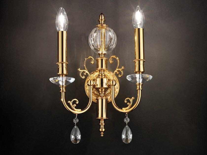 Incandescent brass wall lamp with crystals | Zaira A2 by Masiero