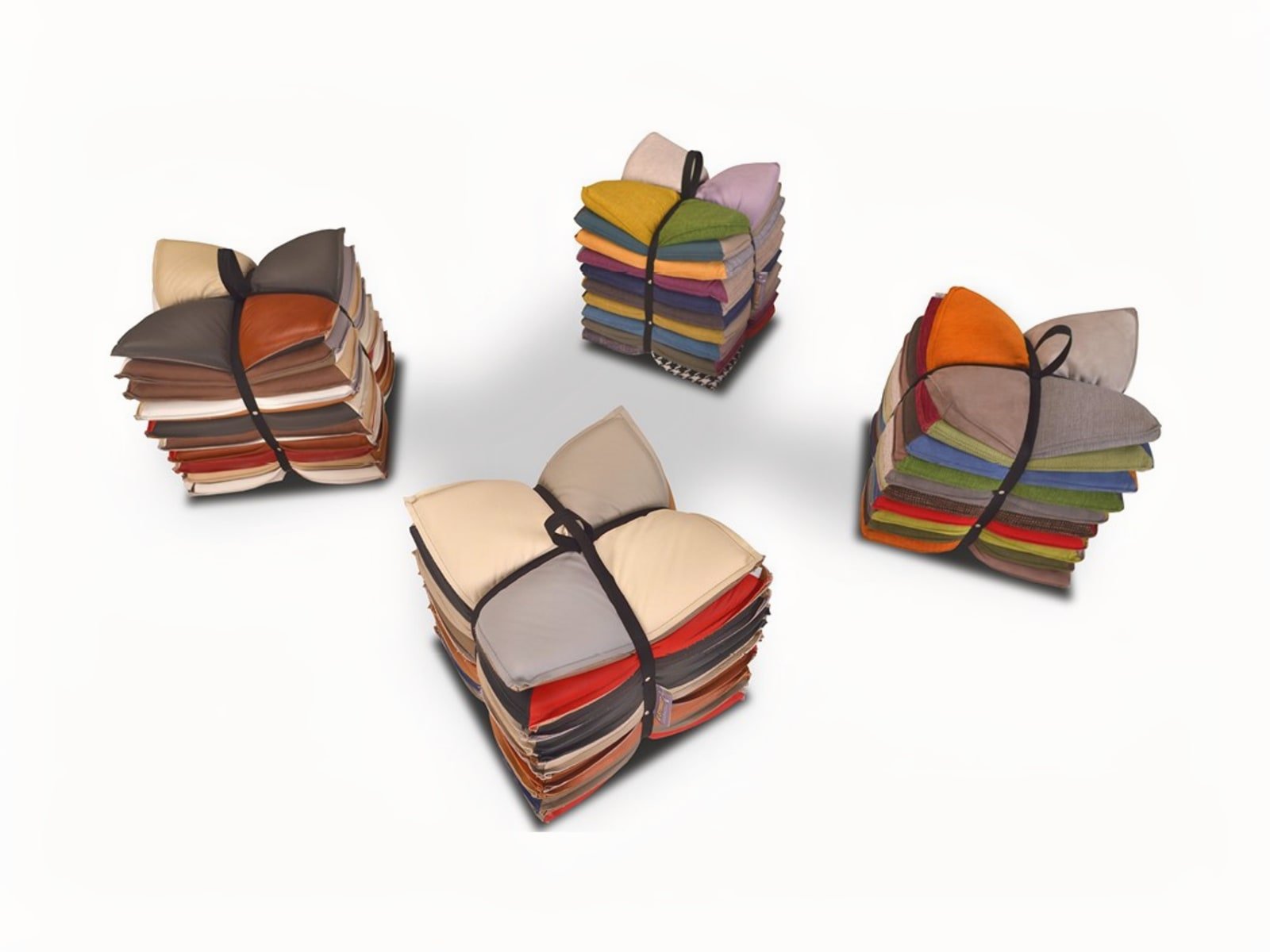 Calia Italia's eco-sustainable U'Strozz footstools offer unique craftsmanship and adaptability, merging comfort with ecological awareness through upcycled materials. | U’Strozz by Calia Italia