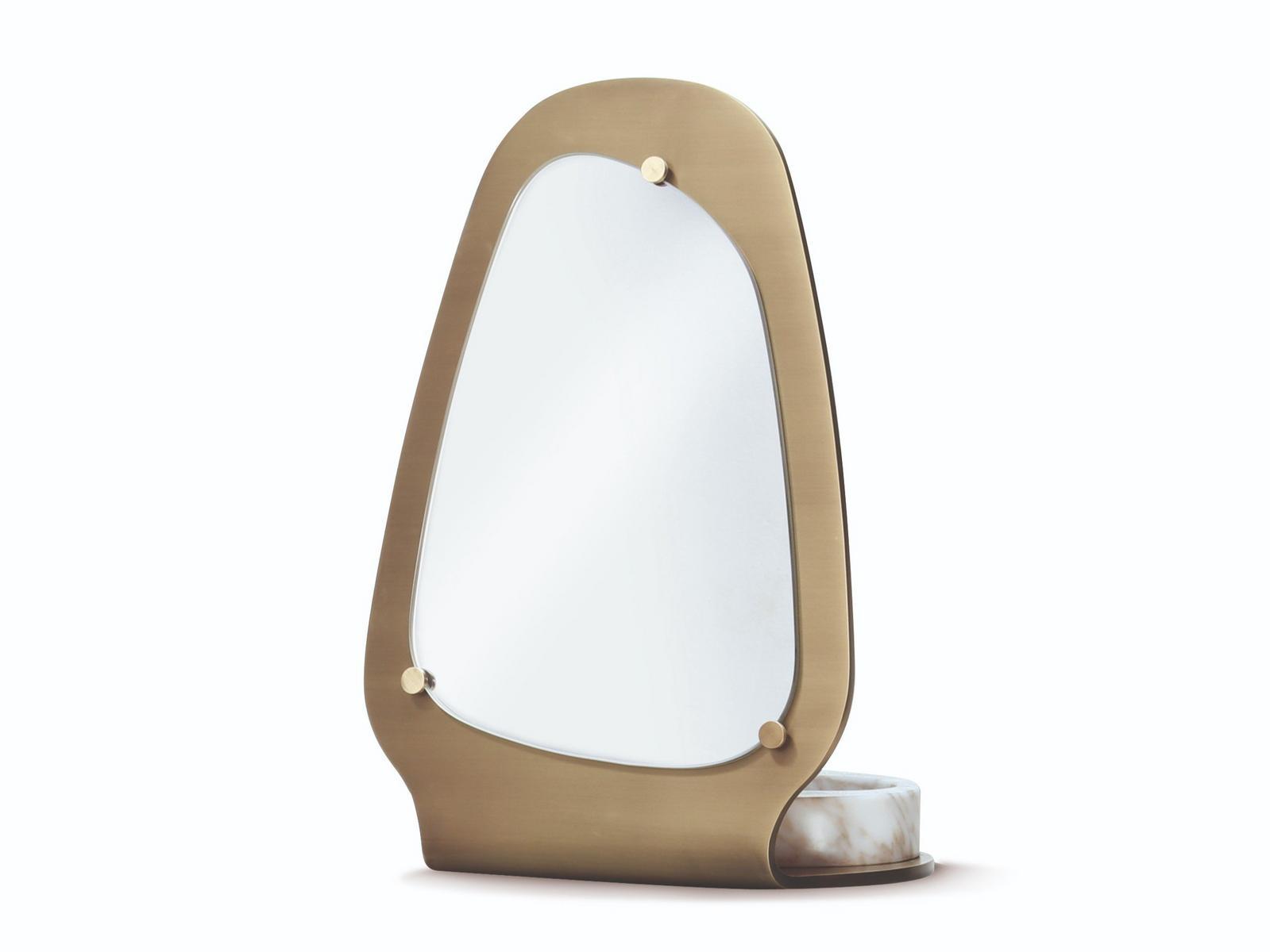Countertop brass mirror with cabinet | Afrodite by Ezio Bellotti