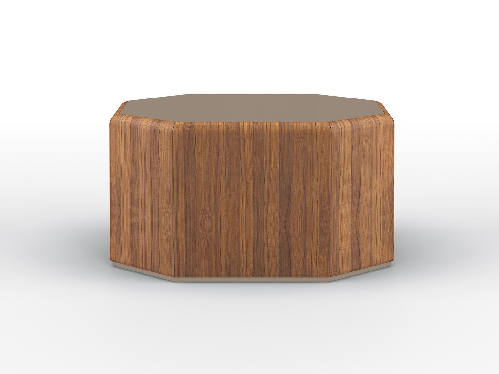 Octagonal walnut coffee table | Esedra by Bruno Zampa