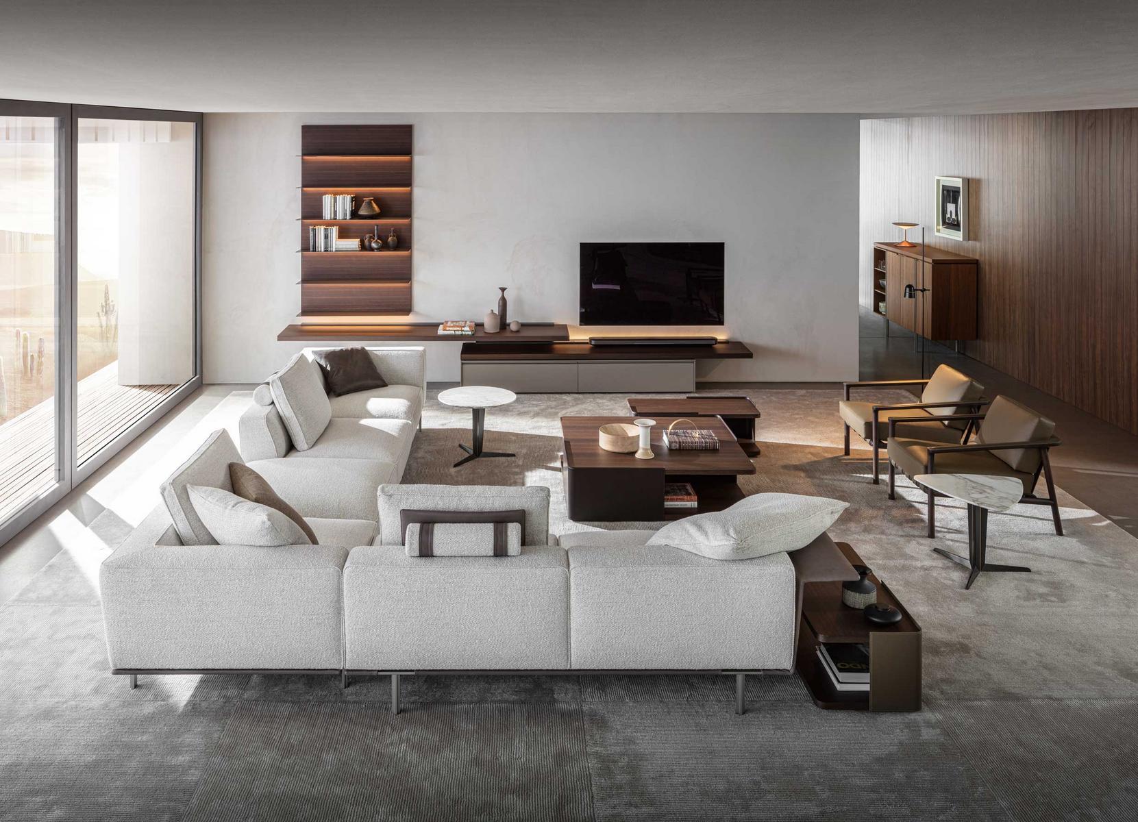 Ergonomic fabric armchair with armrests | Gillis by Molteni