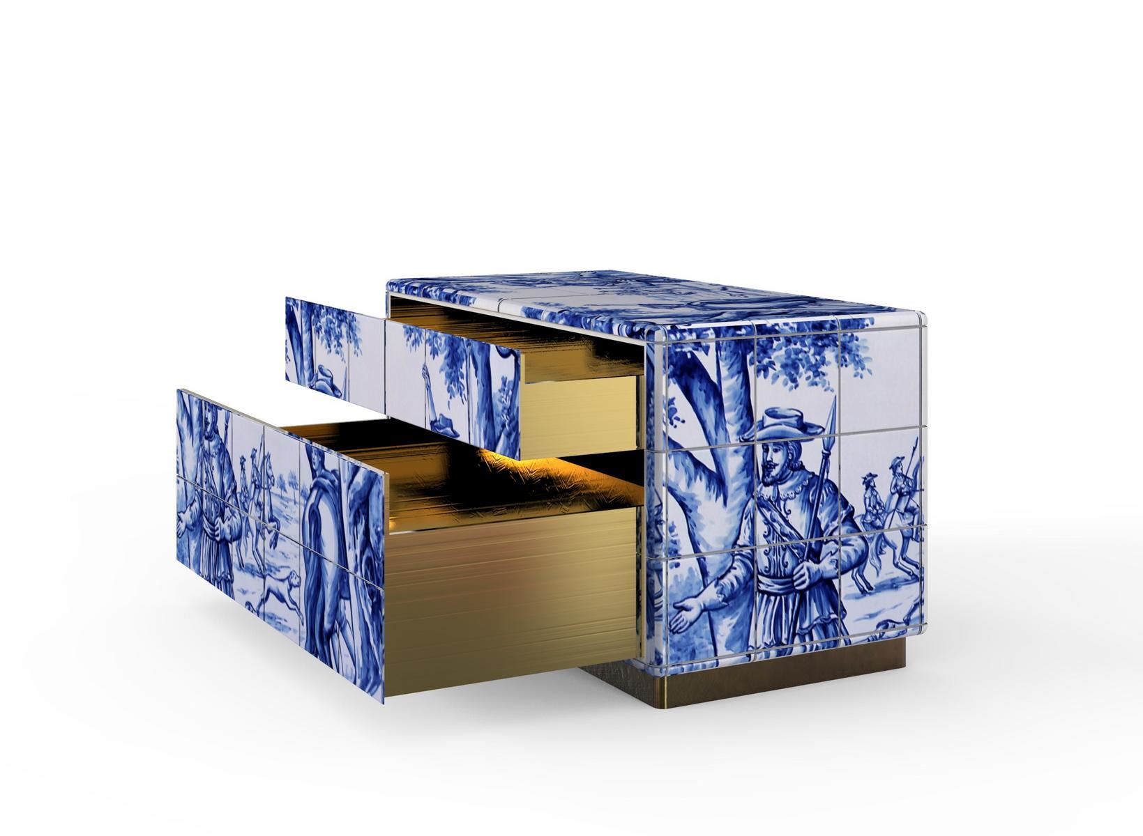 Rectangular Ceramic materials bedside table with drawers | Heritage by Boca Do Lobo