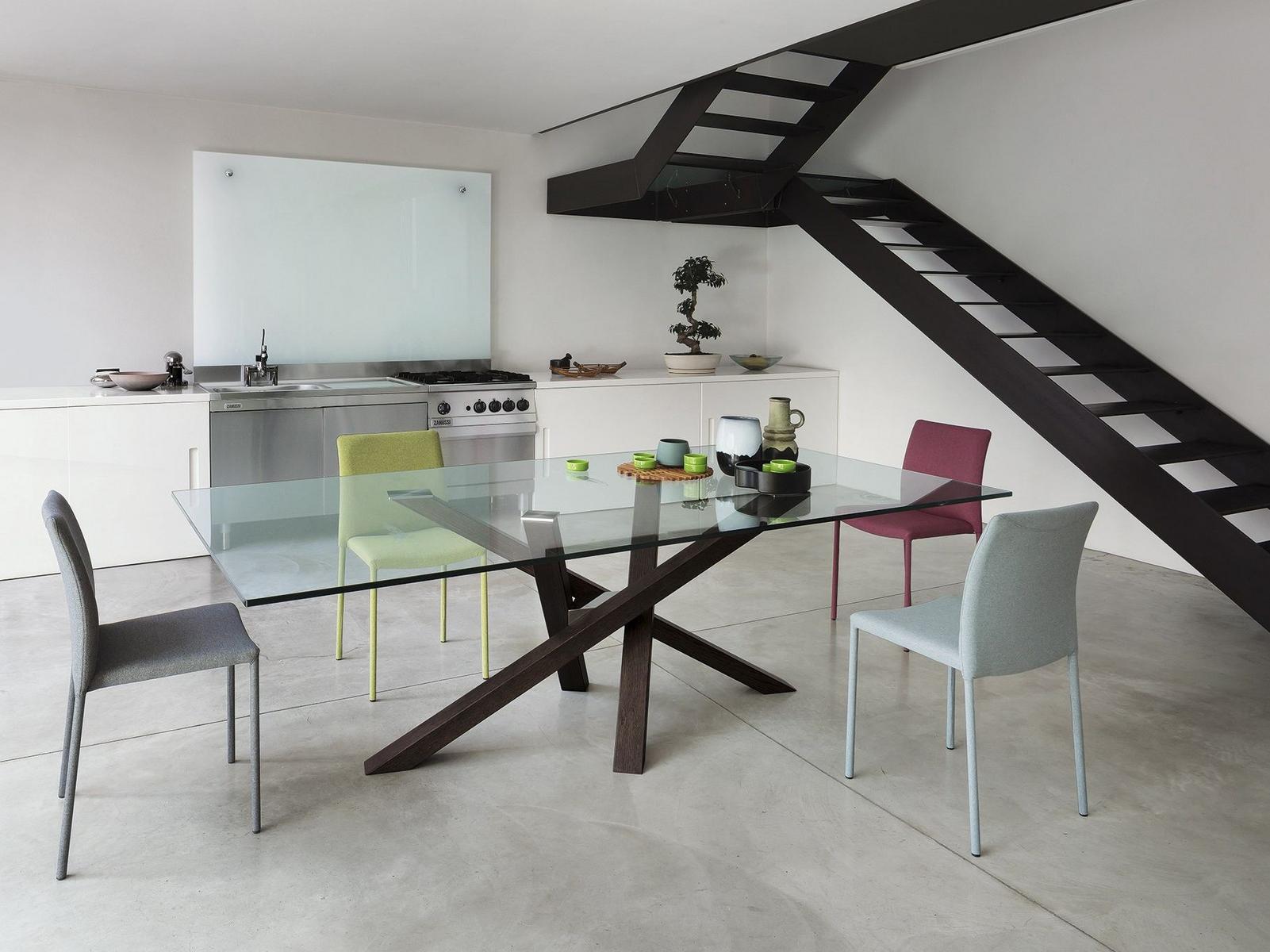 Wood and glass table | Shangai by Riflessi