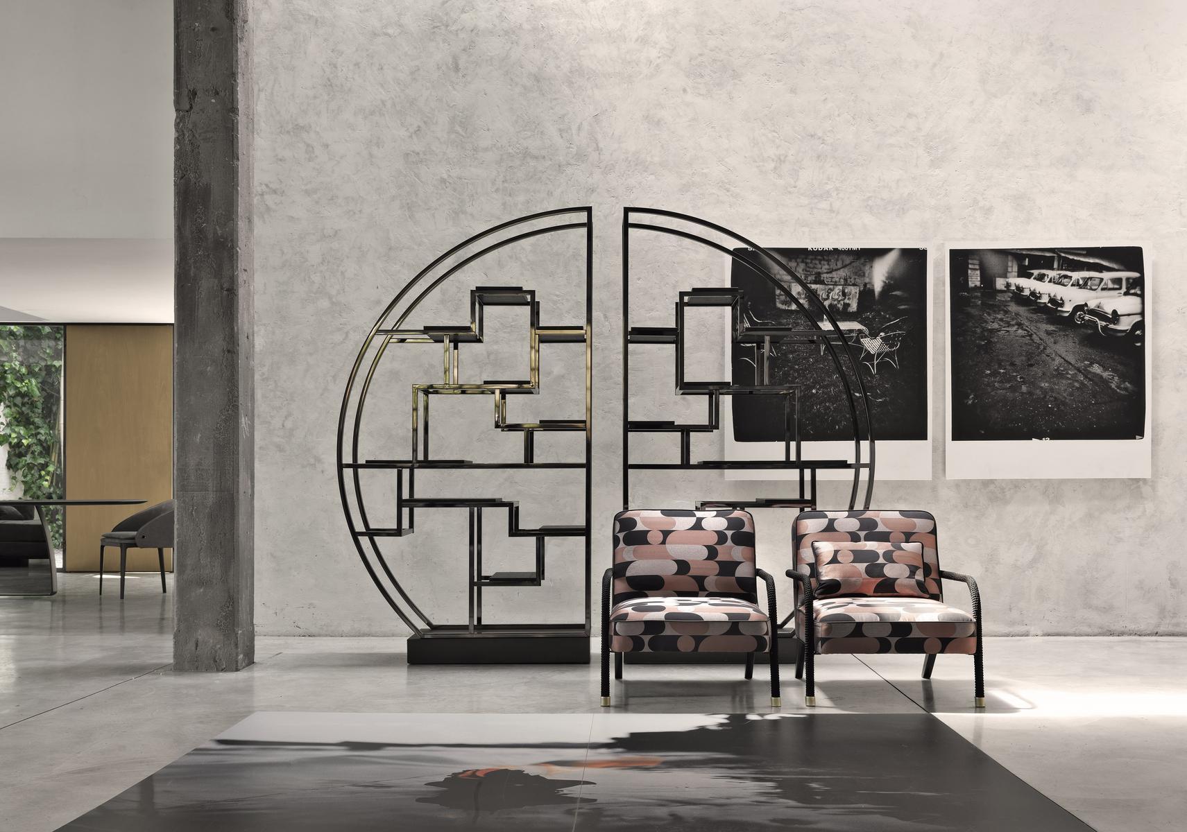 Open double-sided brass bookcase | Psyco by Gianfranco Ferre Home