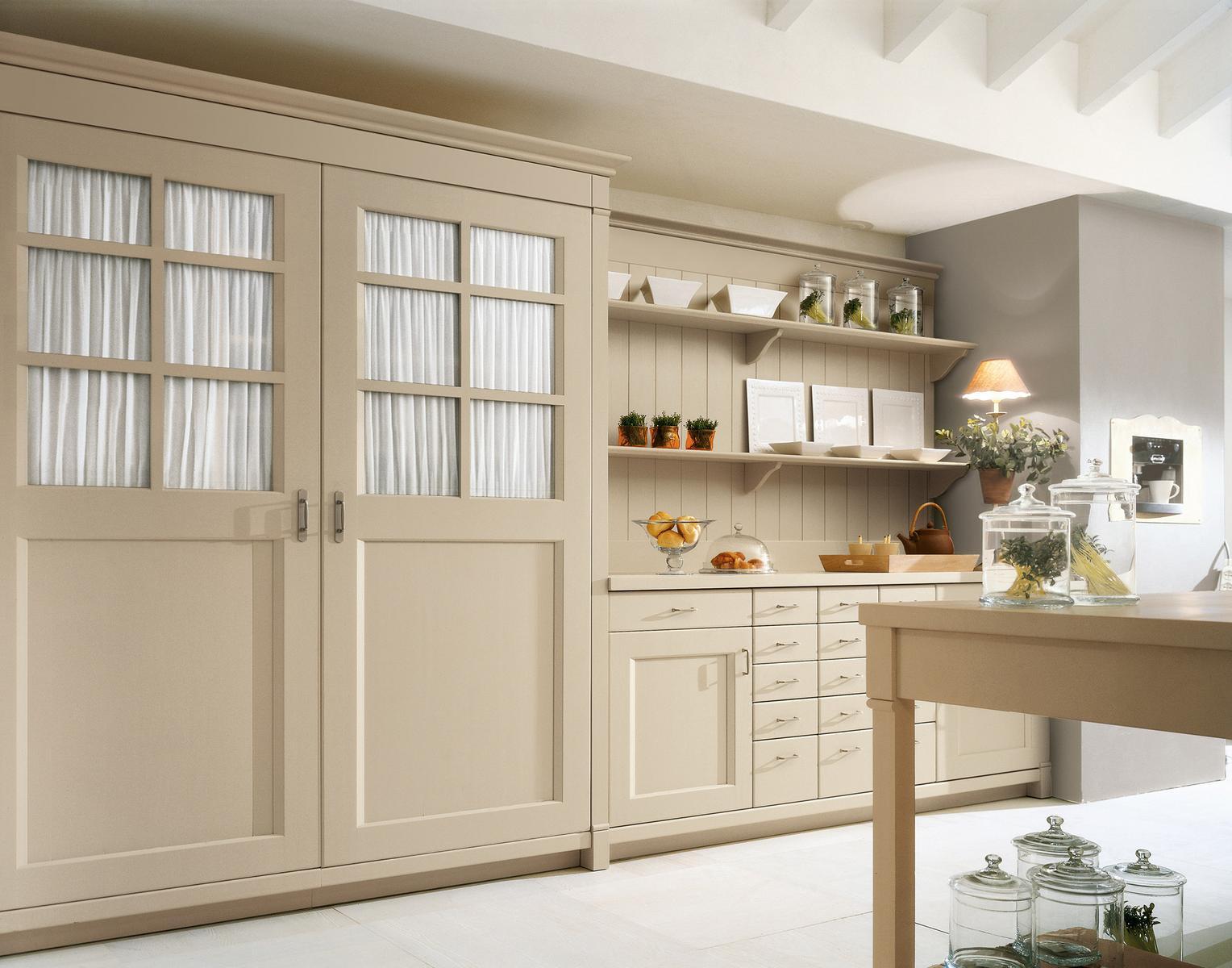 Solid wood kitchen with island  with handles Minacciolo English Mood