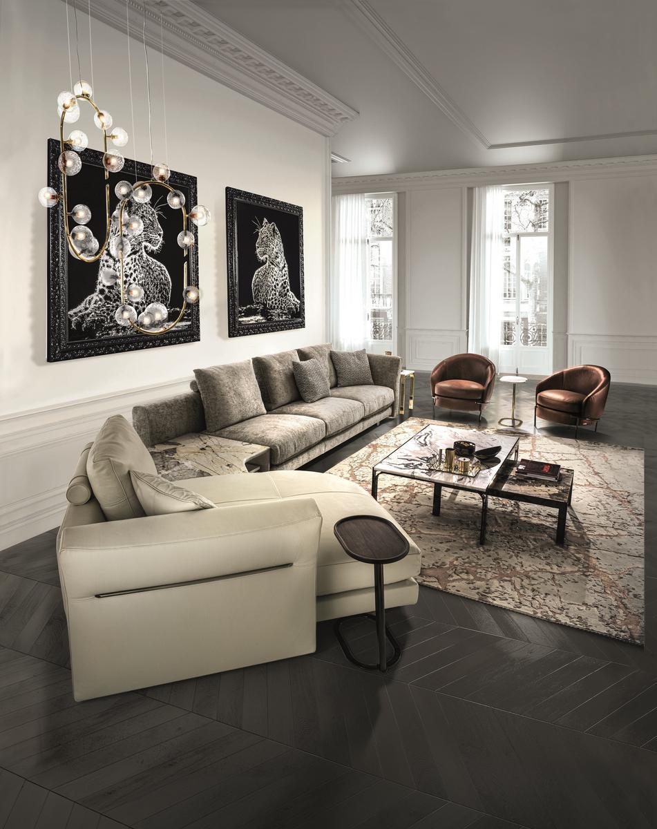 Sectional leather sofa | Riverside by Longhi