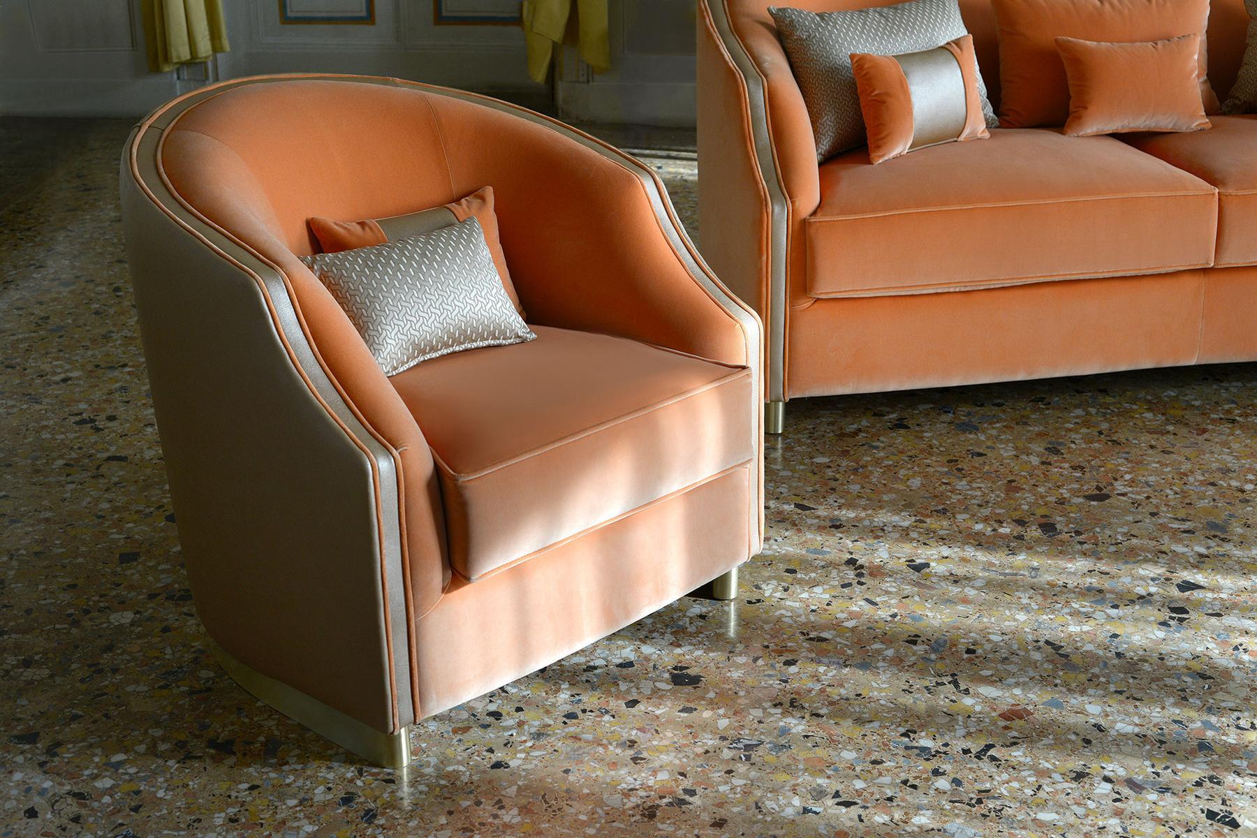 Upholstered fabric armchair with armrests | Cleio by Domingo salotti