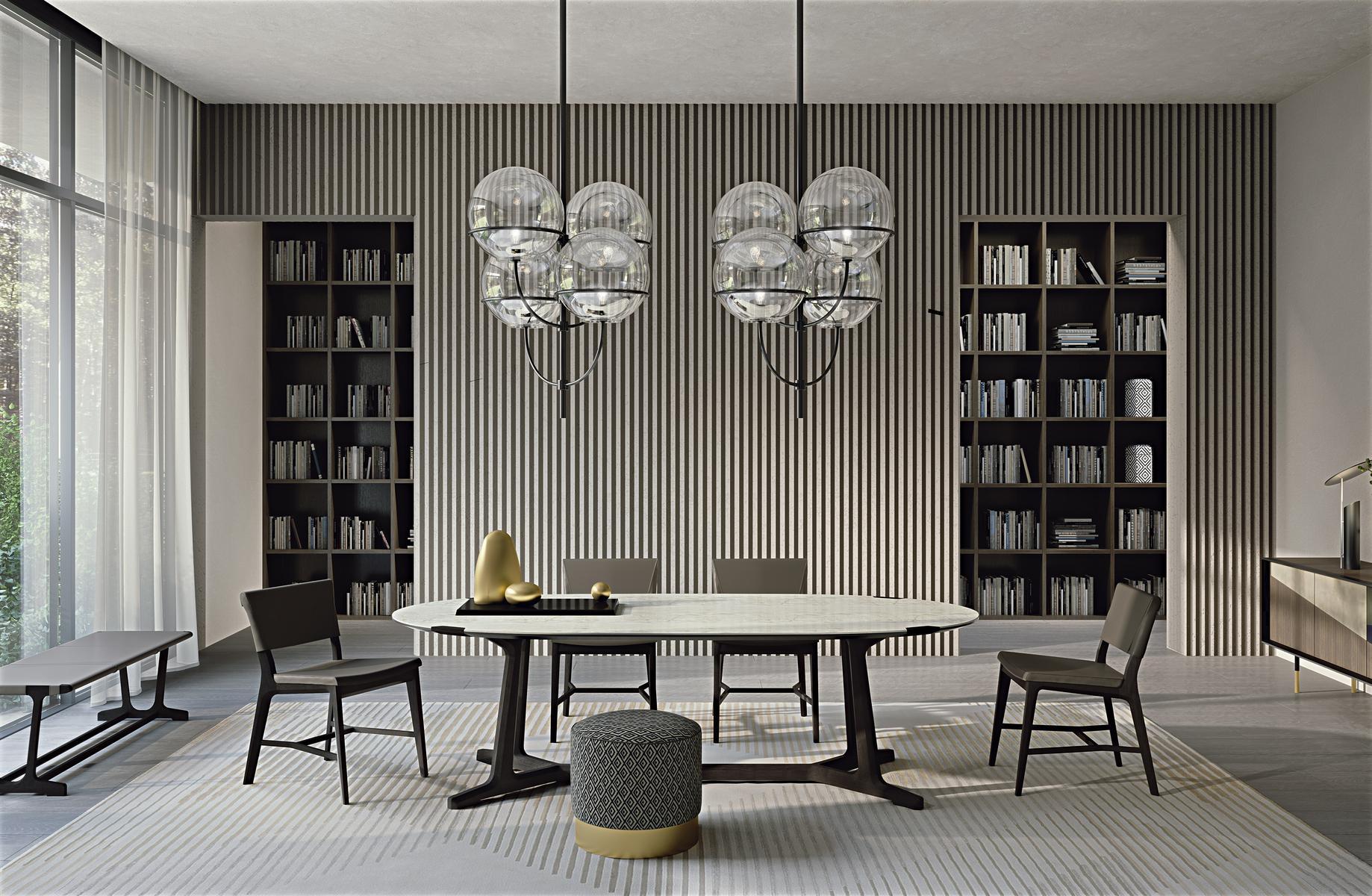 Upholstered solid wood bench | Archè by Frigerio