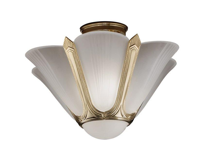 Antique Brass semi flush with white glass | Lady 1911/3sf by Possoni Illuminazione