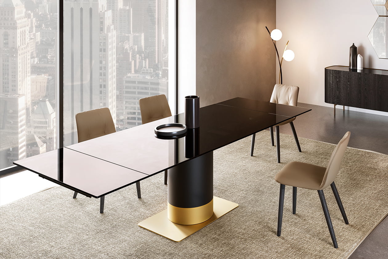 Rectangular glass table | Cilindro extendable glass by Eforma