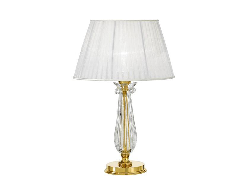 Gold plated table lamp with crystal and organza shade | Valentina 269/lp by Possoni Illuminazione