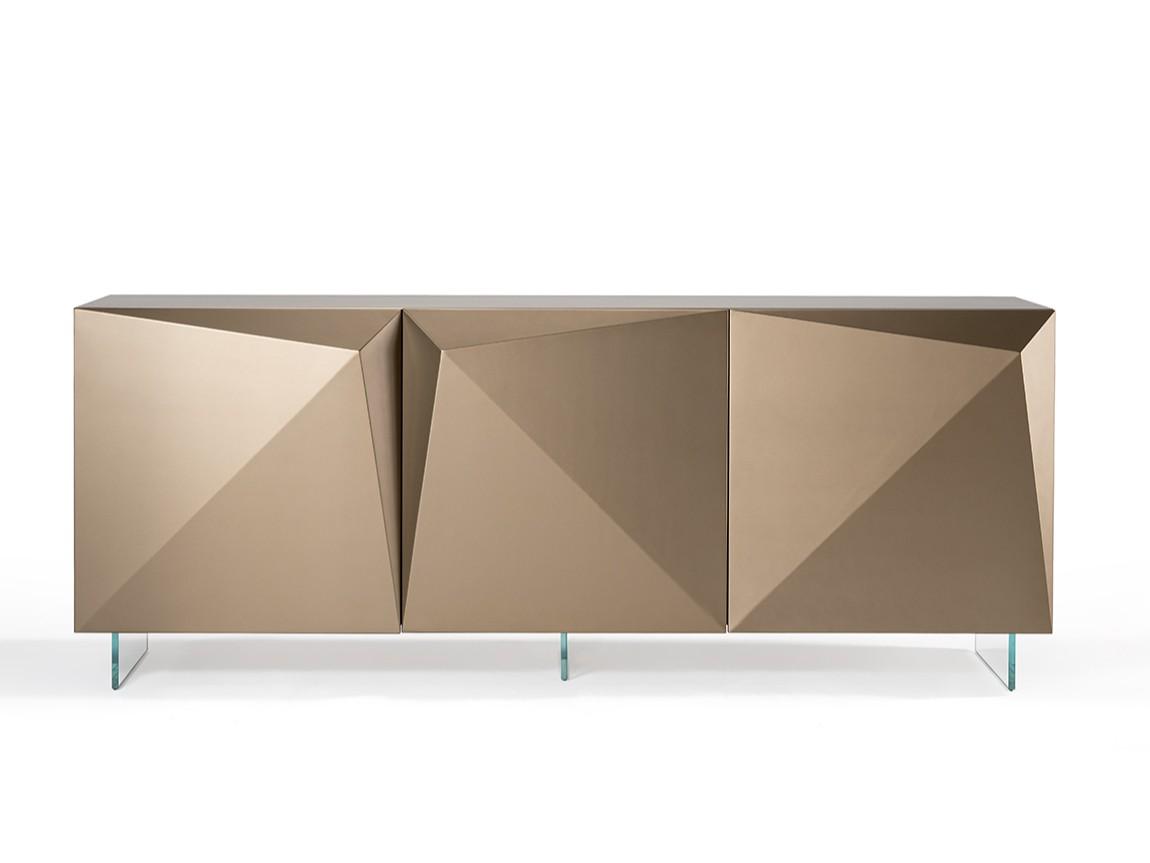 Wood and glass sideboard with doors | Origami by Reflex