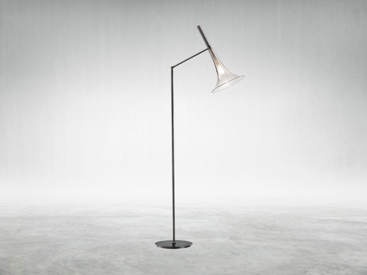LED adjustable blown glass floor lamp | Baffo 7026/p by Italamp