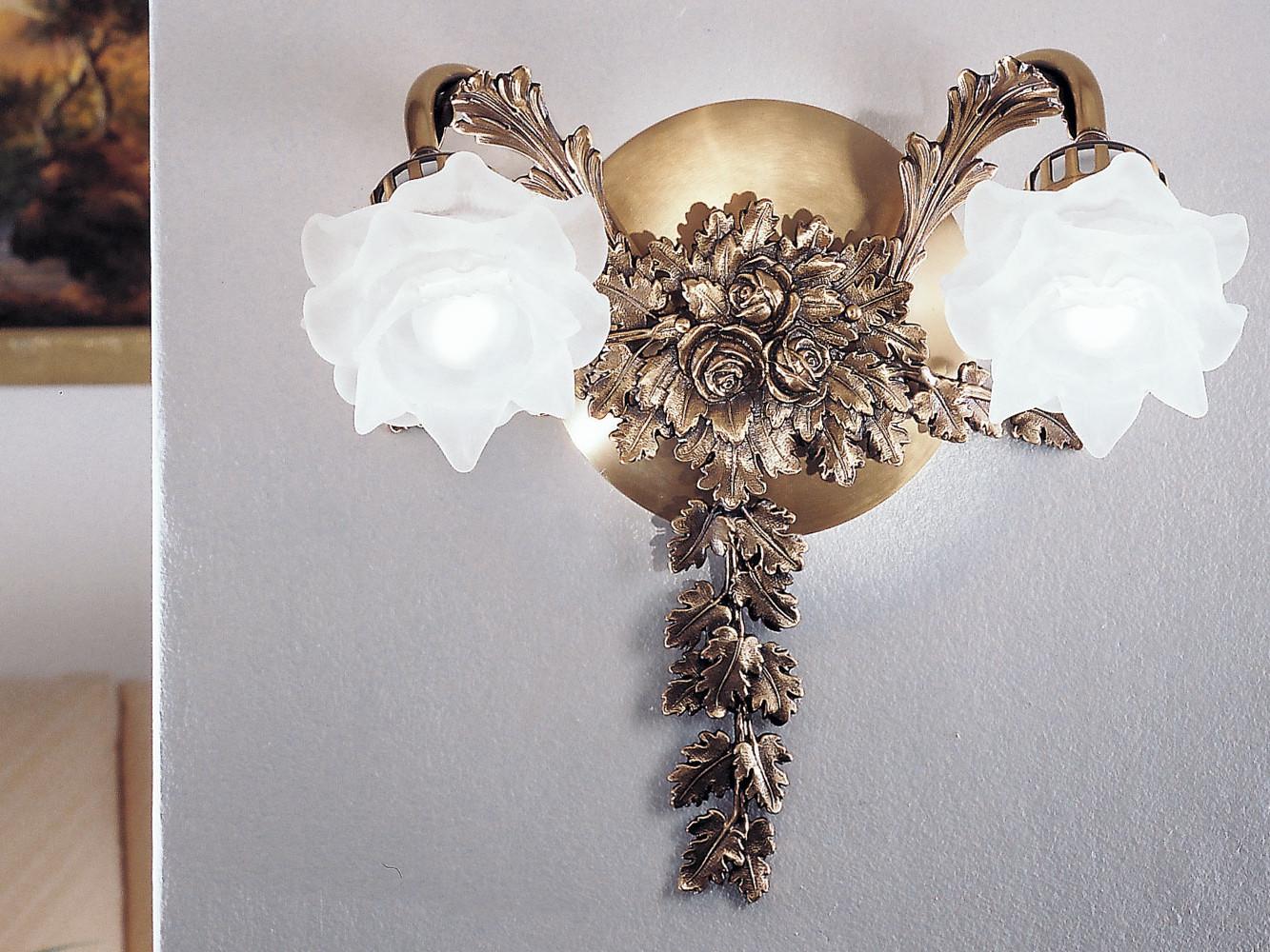 Antique Brass wall light with glasses | Rose 700/a2 by Possoni Illuminazione
