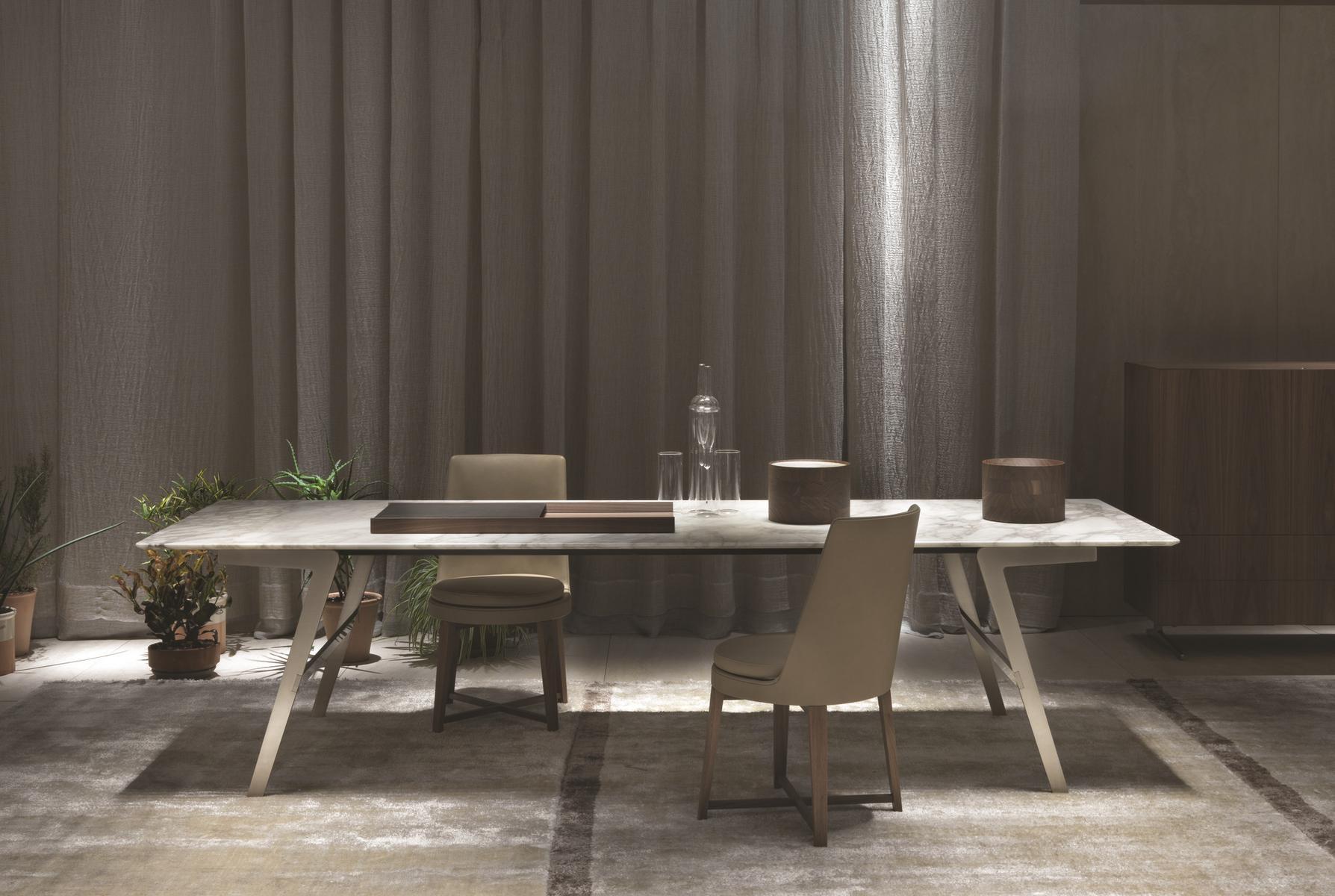 Rectangular marble dining table | Soffio by Flexform
