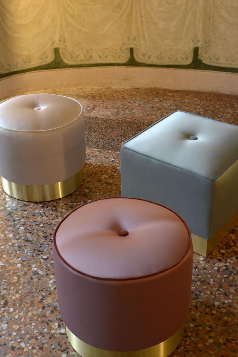 Upholstered square fabric pouf | Eos by Domingo salotti