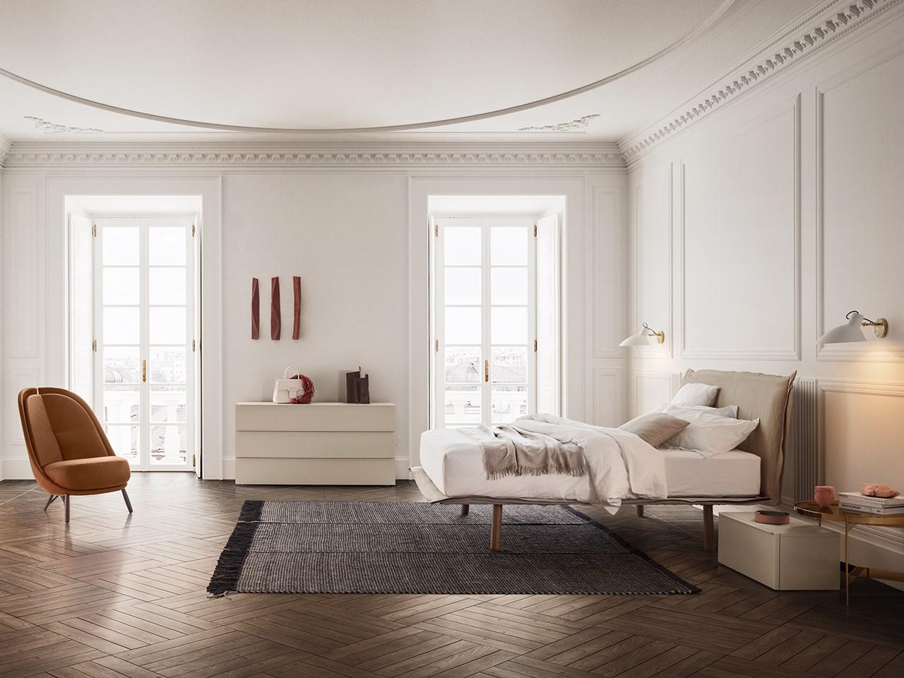 Double bed with upholstered headboard | Aladino by Pianca