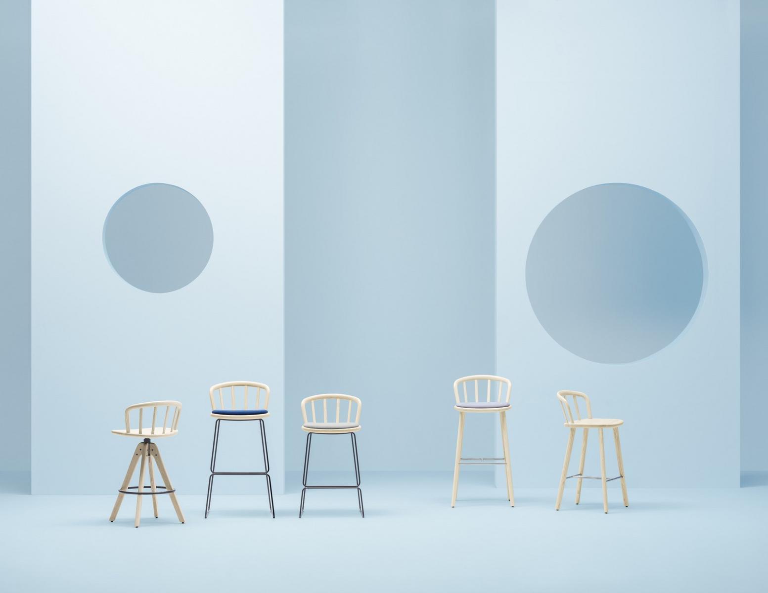 Wooden stool with back | Nym 2838 by Pedrali