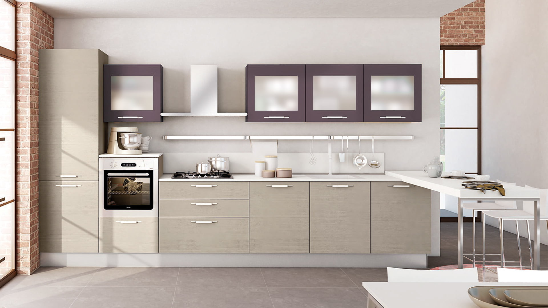 Acrylic kitchen with integrated handles Creo kitchens Kyra