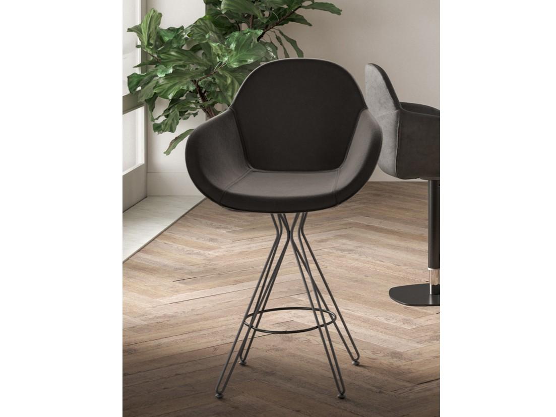 Upholstered trestle-based barstool | Hugo by Ozzio Italia