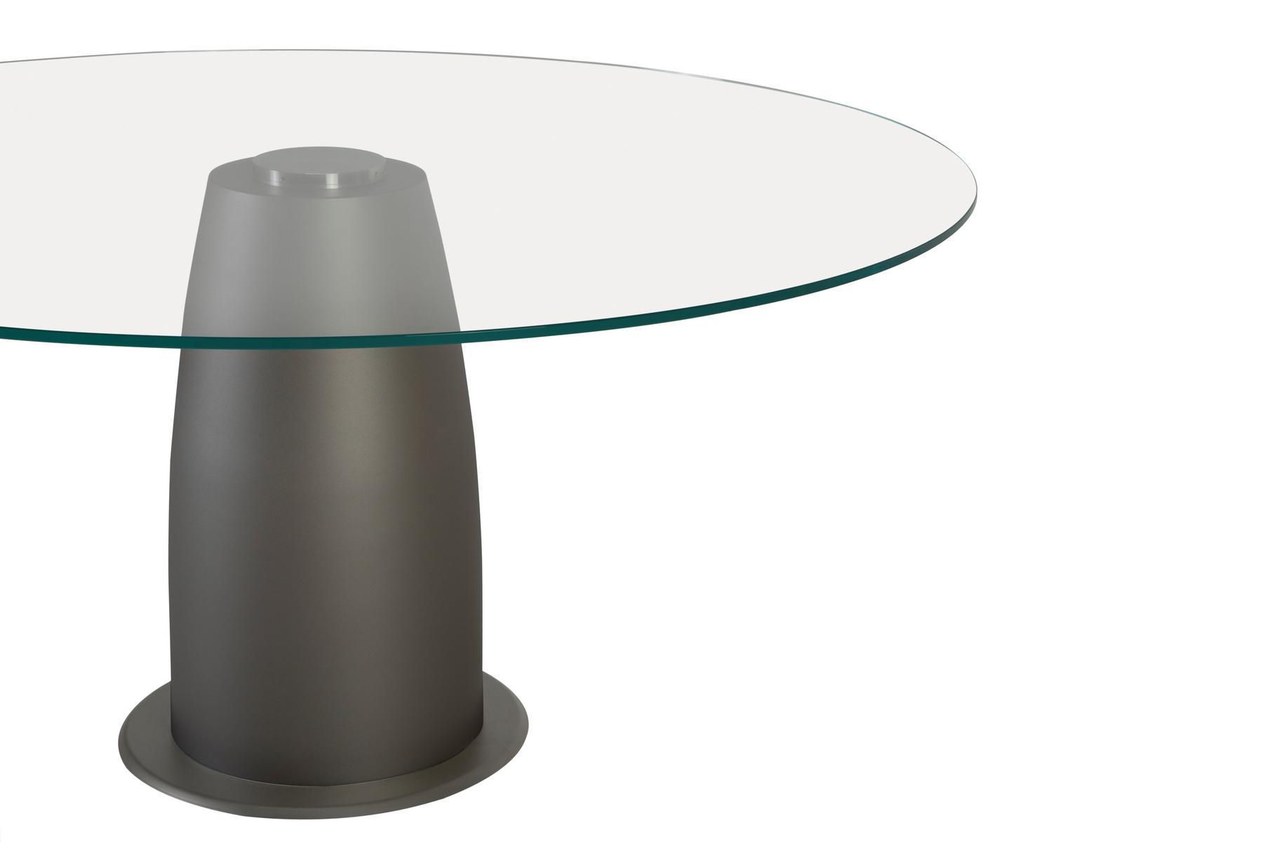 Round glass table with painted steel base | Duca by Tonin Casa