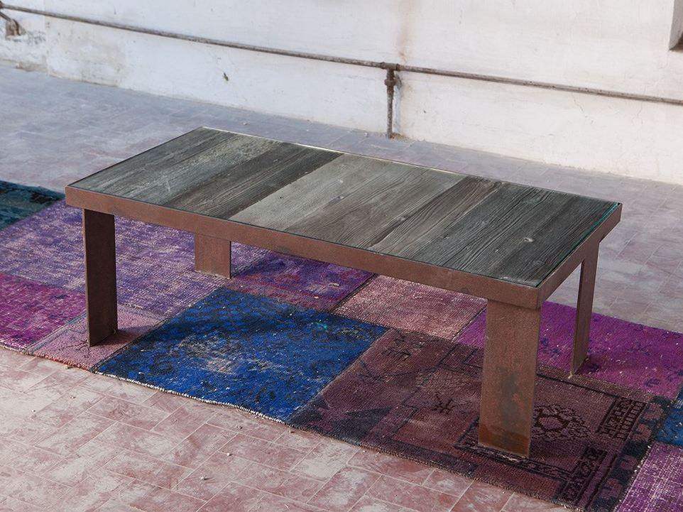 Rectangular reclaimed wood coffee table | Korzun by Domingo salotti