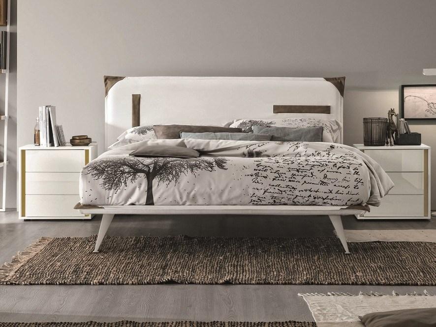 Upholstered leather double bed with upholstered headboard | Tasca by Tomasella