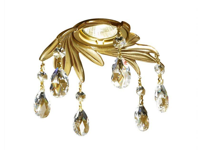 French Gold down light with Schoeler crystals | Soleil Dl7805-go-sh by Possoni Illuminazione