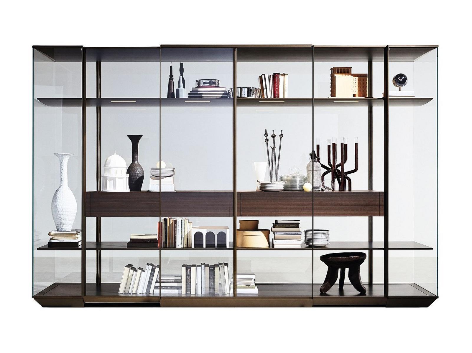 Glass and aluminium display cabinet / wardrobe | Kristal by Molteni