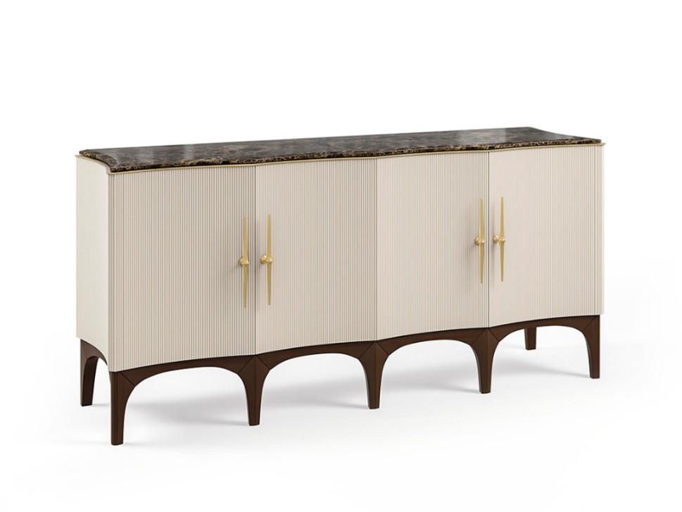 Wooden sideboard with hinged doors and marble top | Pr.483 by Stella del Mobile