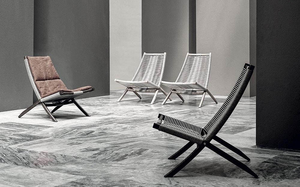 Rope, fabric and ash armchair | Huli by Frigerio